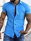 billiga herrskjorta med knäppning-Herr Skjorta Knapp upp skjorta Casual skjorta Sommarskjorta Svart Vit Gul Rubinrött Himmelsblå Kortärmad Slät Nedvikt Ledigt Dagligen Button-Down Kläder Mode Lättvikt Bekväm Stor och hög