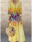 abordables Vestidos estampados-Mujer Vestido informal Floral Estampado Escote en Pico Vestido largo maxi Diario Vacaciones Manga 3/4 Verano Primavera