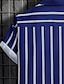 お買い得  メンズボタンアップシャツ-男性用 シャツ ボタンアップシャツ サマーシャツ カジュアルシャツ ブラック ルビーレッド ブルー グリーン 半袖 ストライプ ラペル ストリート バケーション プリント 衣類 ファッション レジャー