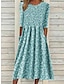 Χαμηλού Κόστους Print Φορέματα-Γυναικεία Φλοράλ Ditsy Floral Σουρωτά Τσέπη Στρογγυλή Ψηλή Λαιμόκοψη Μίντι φόρεμα Καθημερινά Διακοπές Μισό μανίκι Καλοκαίρι Άνοιξη