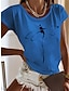 Χαμηλού Κόστους Γυναικεία T-Shirts-Γυναικεία Μπλουζάκι 100% Βαμβάκι Γραφική Στάμπα Καθημερινά Σαββατοκύριακο Βασικό Κοντομάνικο Στρογγυλή Λαιμόκοψη Μαύρο