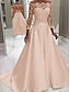 cheap Wedding Dresses-Engagement Formal Wedding Dresses Ball Gown Off Shoulder Long Sleeve Court Train Satin Bridal Gowns With Beading Appliques 2024