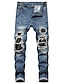 billige Jeans til mænd-Herre Jeans Bukser Denim bukser Lomme Ribbet Vanlig Komfort Åndbart Daglig I-byen-tøj Bomuldsblanding Mode Afslappet Sort Blå
