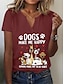 Χαμηλού Κόστους Γυναικεία T-Shirts-Γυναικεία Μπλουζάκι Πουκάμισο Henley Σκύλος Γράμμα Καθημερινά Σαββατοκύριακο Στάμπα Μαύρο Κοντομάνικο Βασικό Λαιμόκοψη V