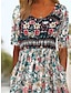 cheap Print Dresses-Women&#039;s Floral Ditsy Floral Ruched Print Crew Neck Midi Dress Bohemia Boho Daily Vacation Short Sleeve Summer Spring