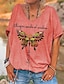 billige T-skjorter til kvinner-Dame T skjorte Sommerfugl Trykt mønster Daglig Helg Grunnleggende Kortermet V-hals Svart
