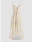 Χαμηλού Κόστους Ρομαντικά Δαντελένια Φορέματα-γυναικείο φόρεμα πάρτι δαντέλα φόρεμα casual φόρεμα γιορτινό φόρεμα μακρύ φόρεμα μάξι φόρεμα λευκό μπεζ αμάνικο στάμπα δαντέλα καλοκαίρι άνοιξη v λαιμόκοψη βασική