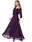 cheap Party Dresses-A-Line Wedding Guest Dresses Elegant Dress Party Wear Wedding Party Floor Length Half Sleeve Jewel Neck Chiffon with Ruffles 2024