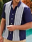 voordelige heren overhemd met knopen-Voor heren Overhemd Zomer overhemd Normaal shirt Bowlingshirt Overhemd met knopen Paars Korte mouw Gestreept Revers Vakantie Straat Afdrukken Kleding Polyester Modieus Jaren &#039;50 Vrije tijd