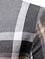 Недорогие Мужские рубашки-Муж. Рубашка Верхняя рубашка Серый Длинный рукав В клетку Лацкан Весна &amp; осень на открытом воздухе Повседневные Одежда С принтом