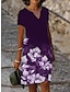 cheap Print Dresses-Women‘s A Line Dress Knee Length Dress Green Blue Short Sleeve Floral Print Spring Summer V Neck Basic Casual Loose 2023 S M L XL XXL 3XL / 3D Print