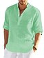 cheap Men&#039;s Casual Shirts-Men&#039;s Shirt Linen Shirt Solid Color Henley Street Casual Daily Button-Down Short Sleeve Tops Fashion Comfortable Breathable White Summer Vacation Holiday Beach Outdoor Lightweight Quick Dry