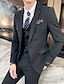 billiga Kostymer-svart/elfenben/mörkgrå bröllopskostymer för män brudgumman affärskostymer högtidlig klänning 3-delad skåra enfärgad skräddarsydd passform enkelknäppt enknapps 2024