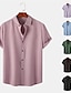 baratos camisa de botão masculina-Homens Camisa Social camisa de botão Camisa casual camisa de verão Preto Rosa Azul Verde Escuro Roxo Manga Curta Tecido Aberto para a Lateral Diário Férias Roupa Moda Casual Confortável