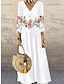 cheap Print Dresses-Women&#039;s Casual Dress Floral Print V Neck Maxi long Dress Daily Vacation 3/4 Length Sleeve Summer Spring