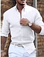 baratos camisa de botão masculina-Homens Camisa Social camisa de botão Camisa casual camisa de verão Preto Branco Rosa Azul Verde Manga Longa Tecido Lapela Diário Férias Roupa Moda Casual Confortável
