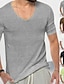 baratos Camisetas masculinas casuais-Homens Camiseta camiseta de tricô T-shirt Tecido Decote V Rua Férias Manga Curta Tricotado Roupa Moda Designer Básico
