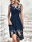 Χαμηλού Κόστους Print Φορέματα-Γυναικεία Φόρεμα σε γραμμή Α Αμάνικο φόρεμα Φύλλο Στάμπα Λαιμόκοψη V Μίντι φόρεμα Καθημερινά Ημερομηνία Αμάνικο Καλοκαίρι Άνοιξη
