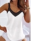 abordables Camisetas y camisolas de mujer-Mujer Camiseta sin mangas Bloque de color Casual Túnicas Básico Sin Mangas Escote en Pico Blanco