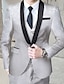 billige Tuxedo dragter-sølv sort hvid mænds prom disco smoking fest middag 3-delt sjalkrave print plus størrelse standard pasform enkeltradet en-knap 2024
