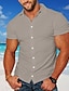 cheap Cotton Linen Shirt-Men&#039;s Shirt Linen Shirt Button Up Shirt Summer Shirt Beach Shirt Blue Army Green Gray Short Sleeve Plain Lapel Summer Casual Daily Clothing Apparel
