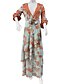 abordables Robes de vacances-Robe balançoire femme boho robe longue robe maxi robe bleu jaune vert clair floral à lacets manches lanterne printemps été robe profonde v ourlet irrégulier week-end coupe ample 2023 s m l xl xxl
