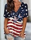 cheap Women&#039;s T-shirts-Women&#039;s T shirt Tee American Flag Print Weekend Independence Day Basic Short Sleeve V Neck Blue