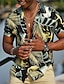 billiga lägerskjortor för män-Herr Skjorta Hawaii skjorta Grafiska tryck Löv Kubansk krage Svart Gul Rubinrött Blå Purpur Utomhus Ledigt Kortärmad Mönster Kläder Sport Mode Streetwear Designer