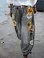 tanie szerokie nogawki i wysoki stan-damskie spodnie joggery spodnie workowate sztuczny denim średni stan moda styl nadmorski styl babci swobodny weekend nadruk mikroelastyczny pełna długość wygoda kwiat / kwiaty