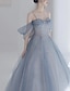 Χαμηλού Κόστους Φορέματα NYE-Βραδινή τουαλέτα Φορέματα για πάρτι Λαμπερή Φόρεμα Επισκέπτης γάμου Χοροεσπερίδα Μακρύ Αμάνικο Ώμοι Έξω Τούλι με Γκλίτερ 2024