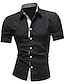 baratos Camisas masculinas de negócios-Homens Saia camisa de botão camisa de colarinho Azul marinho Preto vermelho Branco Manga Curta Tecido Colarinho Casamento Trabalho Roupa