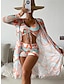 billiga Bikiniset-Dam Vanligt Badkläder Bikini Baddräkt 3 st Tryck Grafisk Standkläder Tryck upp Baddräkter