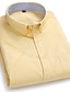 baratos Camisas masculinas de negócios-Homens Saia Preto Branco Amarelo Manga Curta Cor Sólida / Simples Colarinho de Camisa Primavera Verão Casamento Escritório e Carreira Roupa