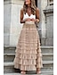cheap Plain Skirts-Women&#039;s Trumpet / Mermaid Long Skirt Maxi Skirts Ruffle Tulle Solid Colored Vacation Casual Daily Spring &amp; Summer Polyester Tulle Summer Black White Pink Khaki
