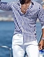billige skjorte for menn-Herre Skjorte Sommerskjorte Strandskjorte Svart Blå Grønn Langermet Stripet Knaphul Vår sommer Hawaiisk Ferie Klær Trykt mønster