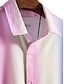 お買い得  メンズボタンアップシャツ-男性用 シャツ ボタンアップシャツ カジュアルシャツ サマーシャツ ピンク パープル 半袖 勾配 ラペル 日常 バケーション 衣類 ファッション カジュアル 快適