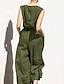 cheap Casual Jumpsuits-Women&#039;s Jumpsuit Solid Color Crew Neck Holiday Work Daily Regular Fit Sleeveless Sleeveless Orange red Amy Green Black S M L Fall Summer