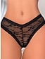 cheap Sexy Lingerie-Women&#039;s Sexy Lingerie Panties Pure Color Lovers Hot Home Bed Valentine&#039;s Day Lace Breathable Hole Summer Spring Black White