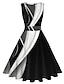 cheap Party Dresses-Women&#039;s Retro 1950s Vintage Tea Dresses Midi Dress Daily Date Ruched Print Note Crew Neck Sleeveless Slim Summer Spring 2023 Black White S M L XL