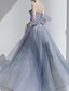 Χαμηλού Κόστους Φορέματα NYE-Βραδινή τουαλέτα Φορέματα για πάρτι Λαμπερή Φόρεμα Επισκέπτης γάμου Χοροεσπερίδα Μακρύ Αμάνικο Ώμοι Έξω Τούλι με Γκλίτερ 2024