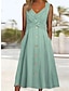 cheap Party Dresses-Women&#039;s Two Piece Dress Set Casual Dress Outdoor Daily Fashion Modern Ruched Button Midi Dress V Neck Half Sleeve Plain Loose Fit Green Summer Spring S M L XL XXL