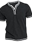 halpa Miesten vapaa-ajan T-paidat-Miesten T-paita Henley-paita Tavallinen Henley Katu Loma Lyhyt hiha Vaatetus Muoti Suunnittelija Perus