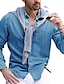 billige skjorte med knapper til mænd-Herre Skjorte Button Up skjorte Casual skjorte Sommer skjorte Jeans skjorte Denim blå Sort Lyseblå Langærmet Vanlig Aftæpning Daglig Ferierejse Frontlomme Tøj Mode Afslappet Bekvem