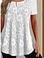 cheap Basic Women&#039;s Tops-Women&#039;s Shirt Lace Shirt Blouse Plain Lace Casual Basic Short Sleeve V Neck White