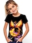 billige piges 3d t-shirts-Pige 3D Dyr Blomstret Ulv T-shirt Kortærmet 3D-udskrivning Sommer Forår Aktiv Mode Sød Stil Polyester Børn 3-12 år udendørs Daglig Regulær