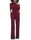 cheap Formal Jumpsuits-Women&#039;s Jumpsuit for Special Occasions Christmas Pocket High Waist Solid Color Cold Shoulder Business Office Work Party Xmas Regular Fit Half Sleeve Black White Yellow S M L Summer