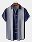 voordelige heren overhemd met knopen-Voor heren Overhemd Zomer overhemd Normaal shirt Bowlingshirt Overhemd met knopen Paars Korte mouw Gestreept Revers Vakantie Straat Afdrukken Kleding Polyester Modieus Jaren &#039;50 Vrije tijd