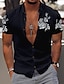 billiga fritidsskjortor för män-Herr Skjorta Button Down skjorta Sommarskjorta Svart Vit Vin Marinblå Kortärmad Hög krage Dagligen Kläder Mode Kinesisk stil Bekväm