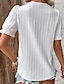 cheap Basic Women&#039;s Tops-Women&#039;s Lace Shirt Blouse Plain Casual Contrast Lace Patchwork White Short Sleeve Elegant Basic V Neck Summer