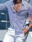abordables camisa con botones para hombre-Hombre Camisa Camisa de verano Camisa de playa Negro Azul Piscina Verde Trébol Manga Larga A Rayas Diseño Primavera verano Hawaiano Festivos Ropa Estampado